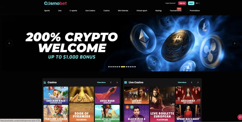 Cosmobet Casino Lobby